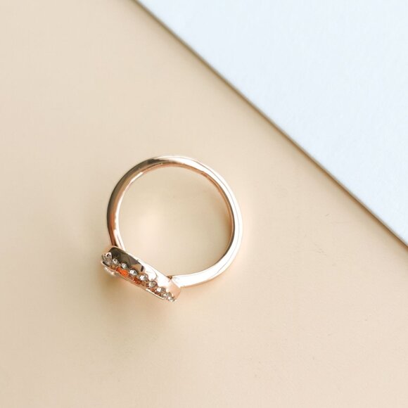 Michael Kors Monogram Logo Crystal Collection. Rose Gold open ring size 7 - Picture 3 of 3